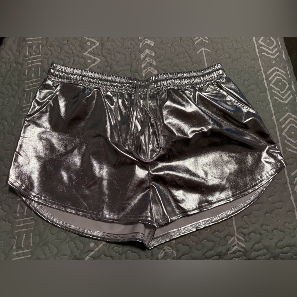 Metallic Silver Women's Shorts